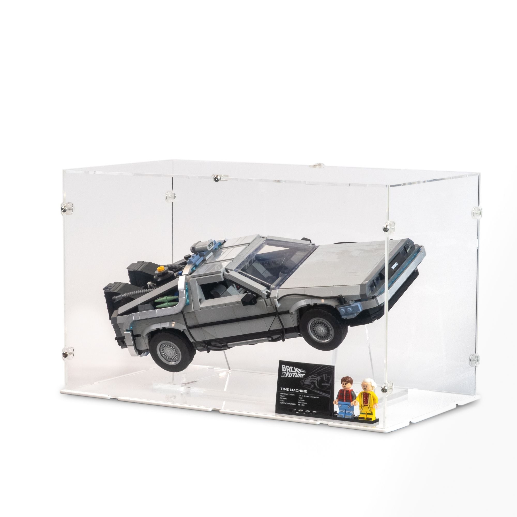 Back to the Future Time Machine Display Case & Stand for LEGO 10300