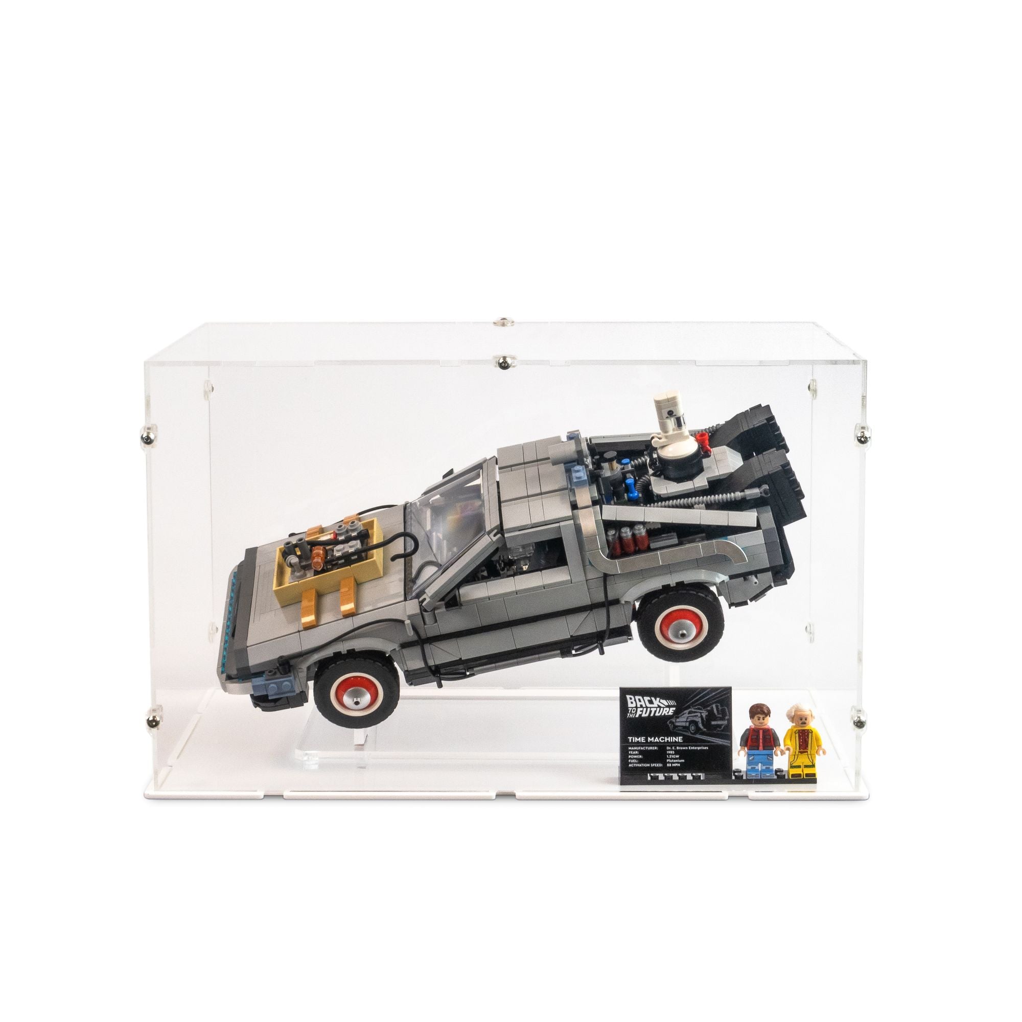 Back to the Future Time Machine Display Case & Stand for LEGO 10300