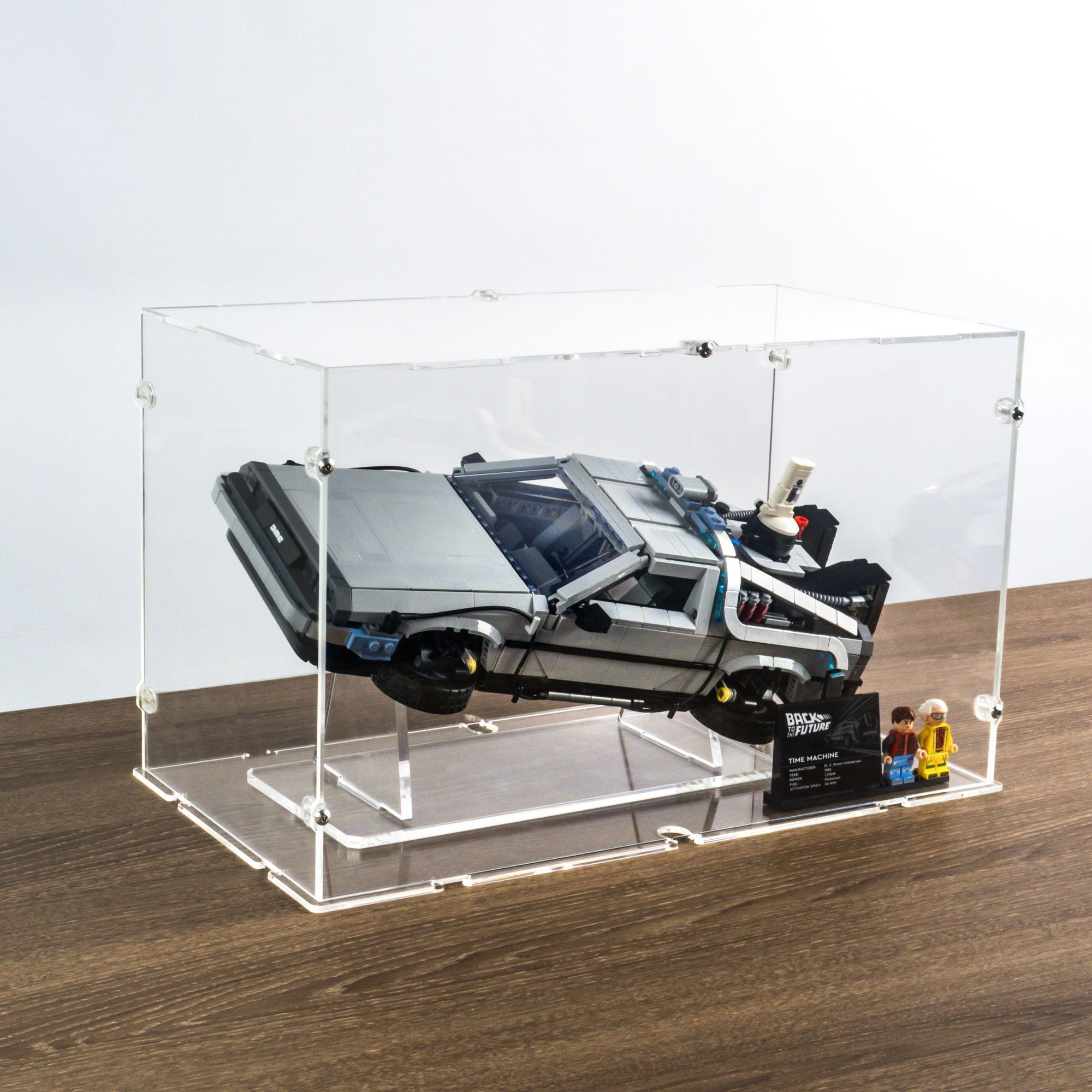 Back to the Future Time Machine Display Case & Stand for LEGO 10300