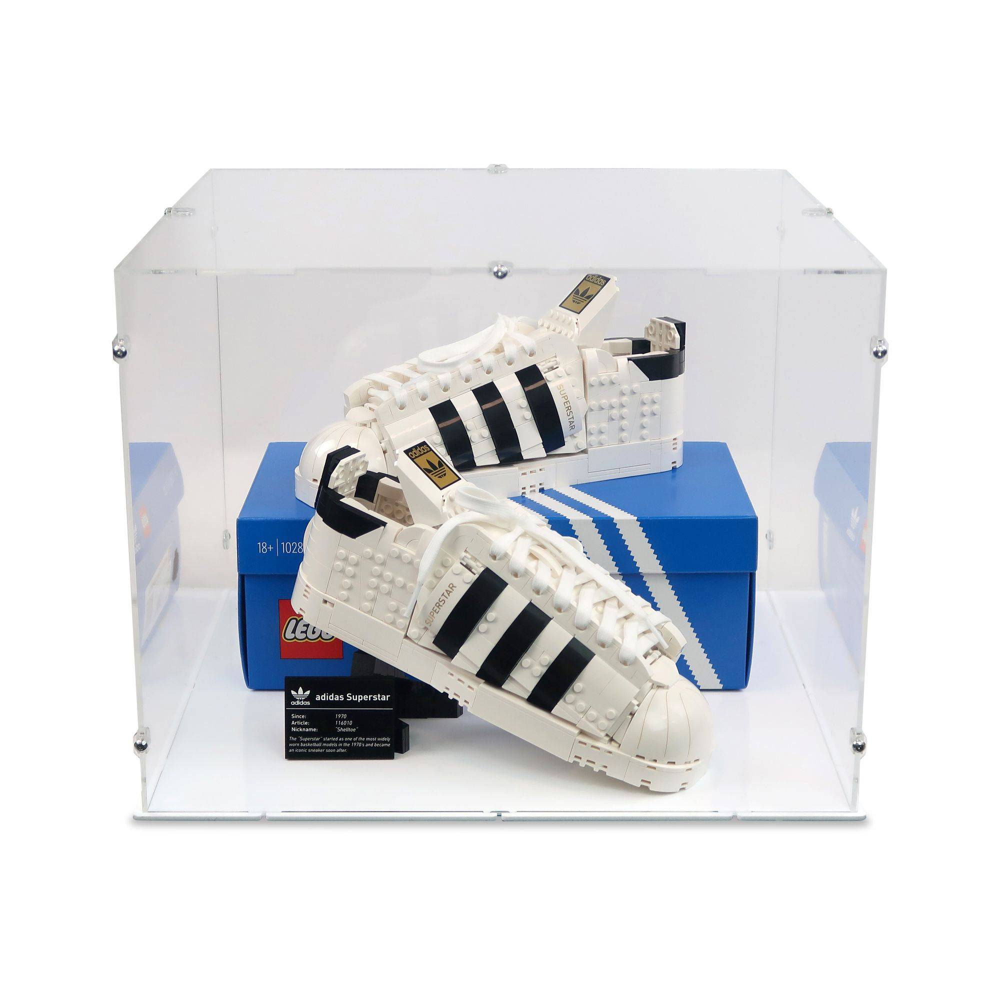 Pair of adidas Originals Superstar with Box Display Case for LEGO 10282