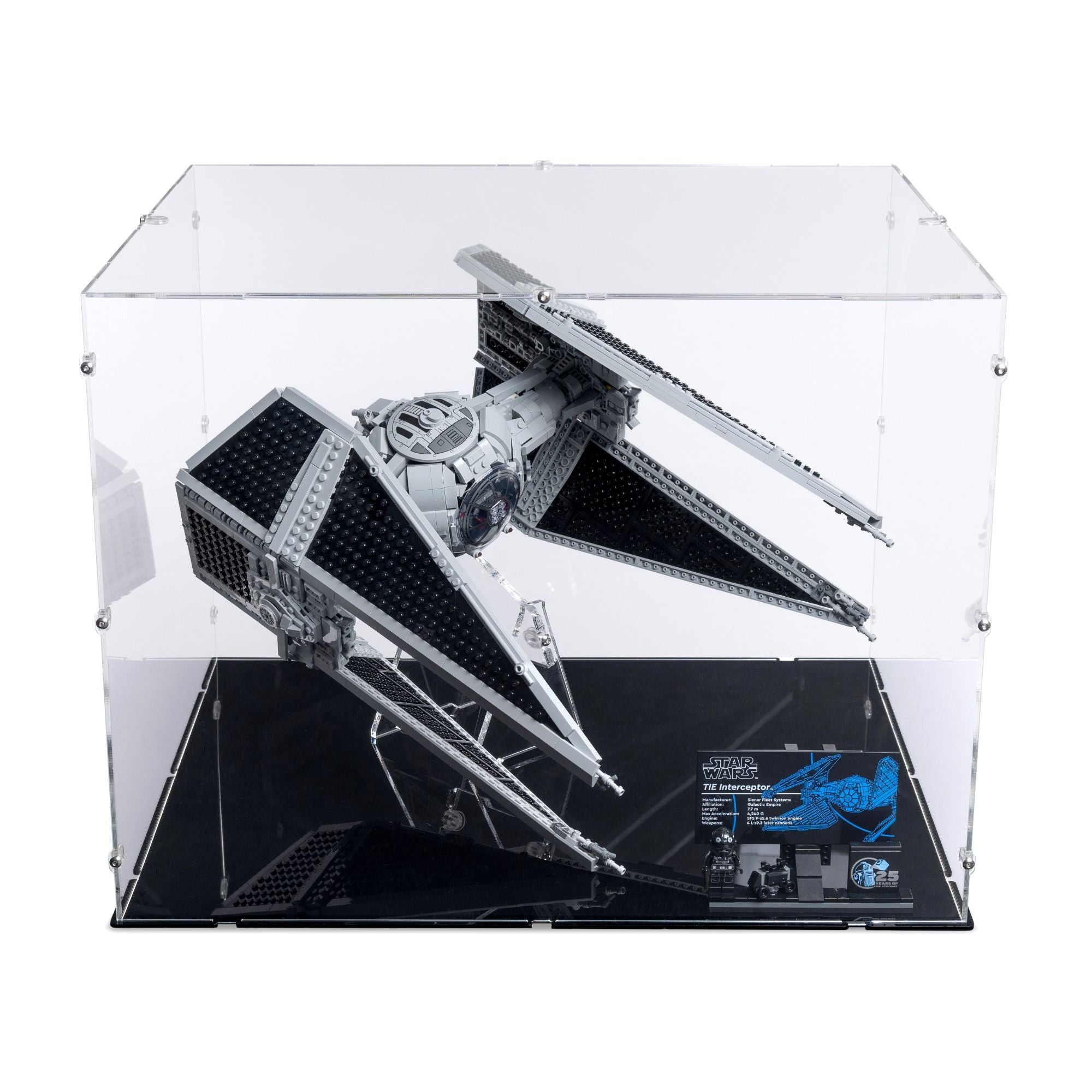 UCS TIE Interceptor XL Display Case & Stand for LEGO 75382