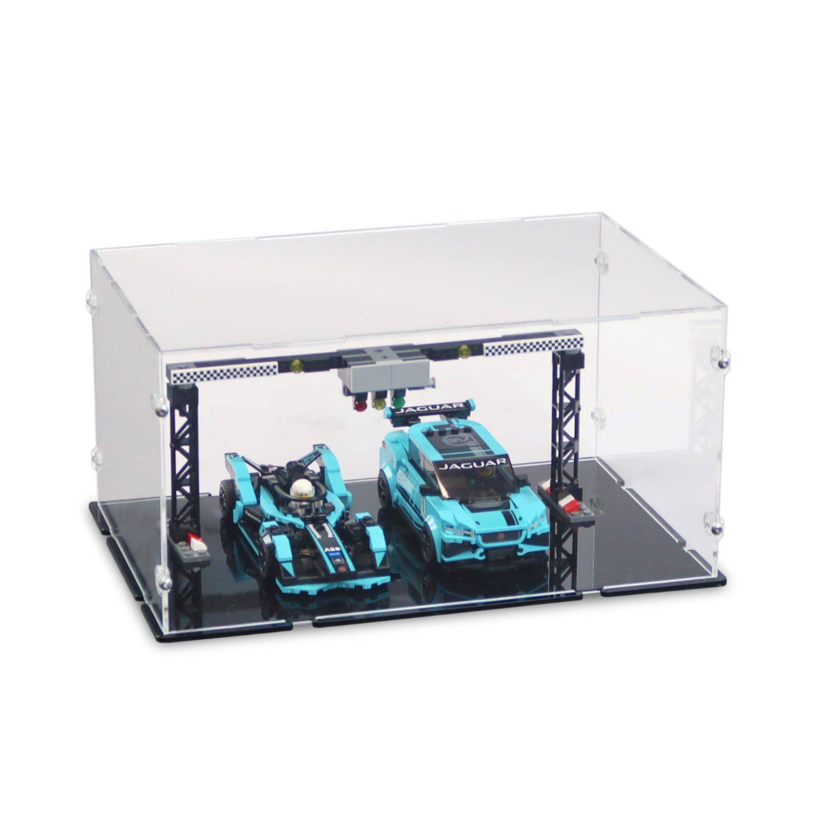 Formula E Panasonic Jaguar Racing GEN2 car & Jaguar I-PACE eTROPHY Display Case for LEGO 76898