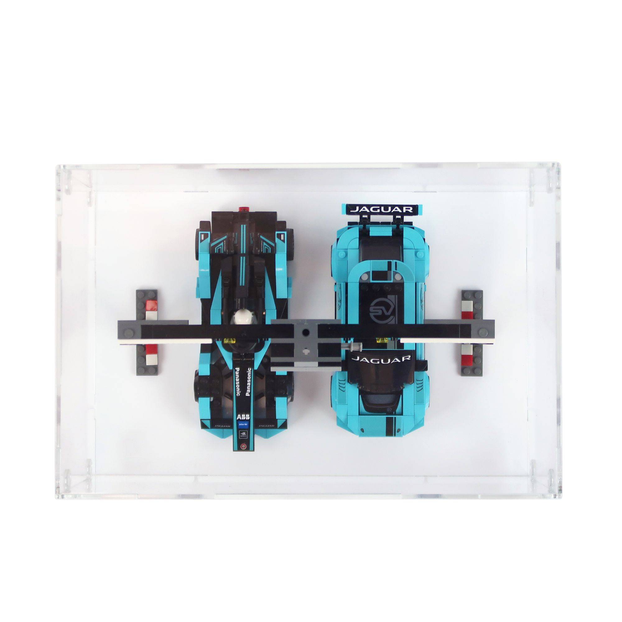 Formula E Panasonic Jaguar Racing GEN2 car & Jaguar I-PACE eTROPHY Display Case for LEGO 76898