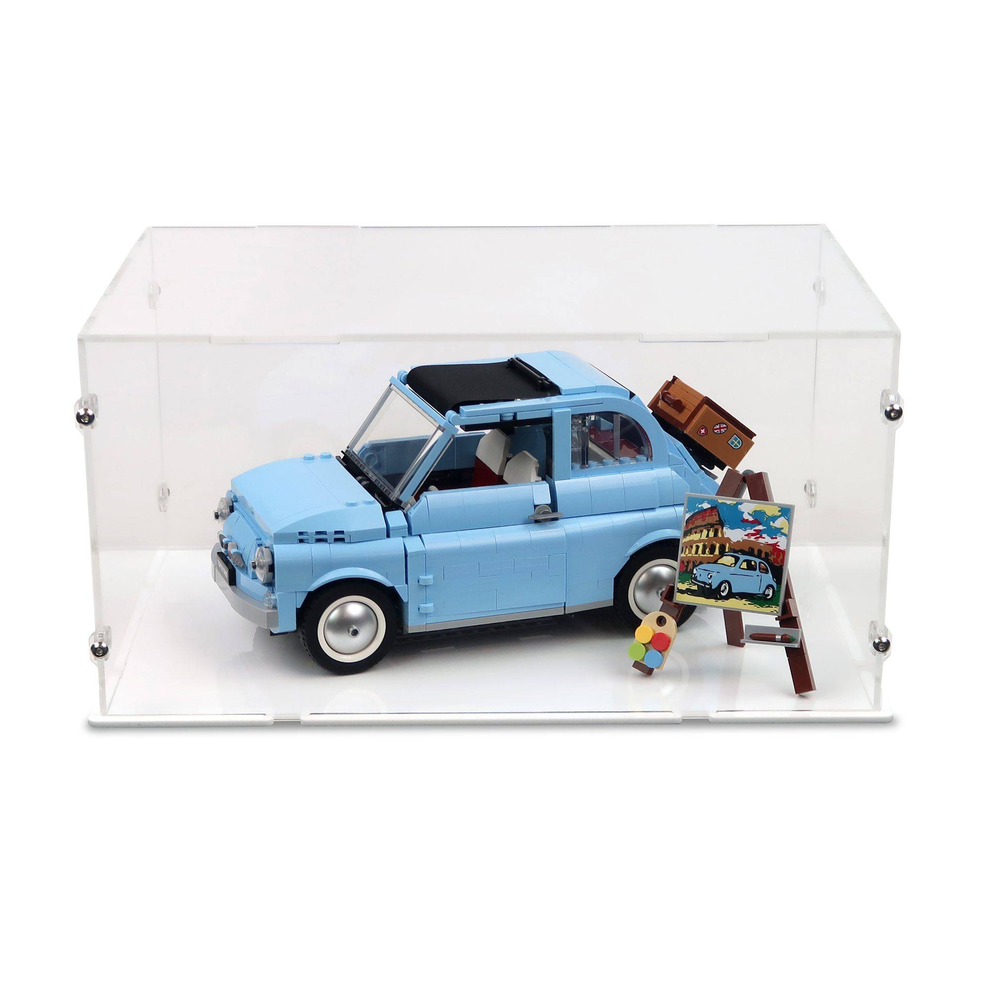 Blue Fiat 500 Display Case for LEGO 77942