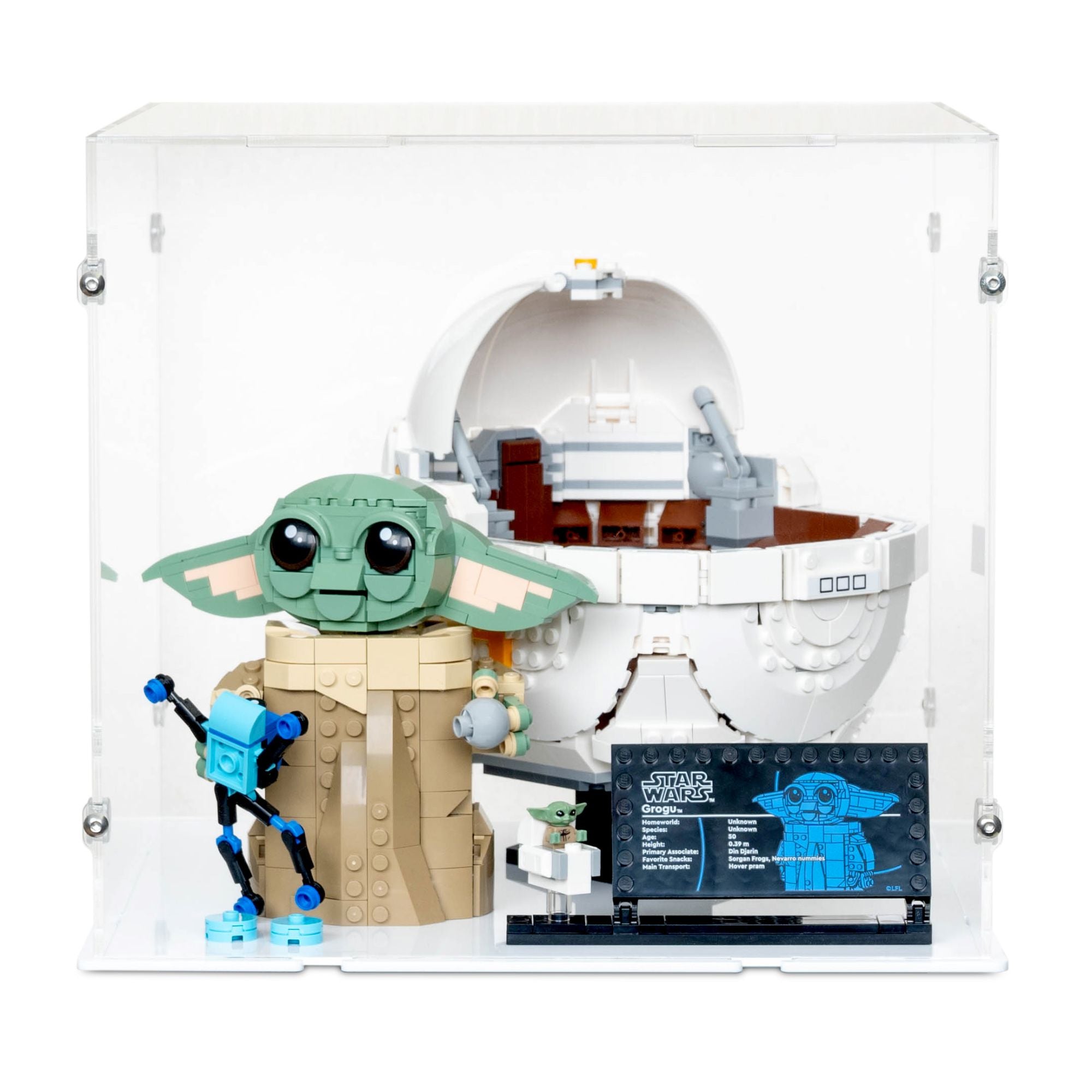 Grogu with Hover Pram Display Case for LEGO 75403