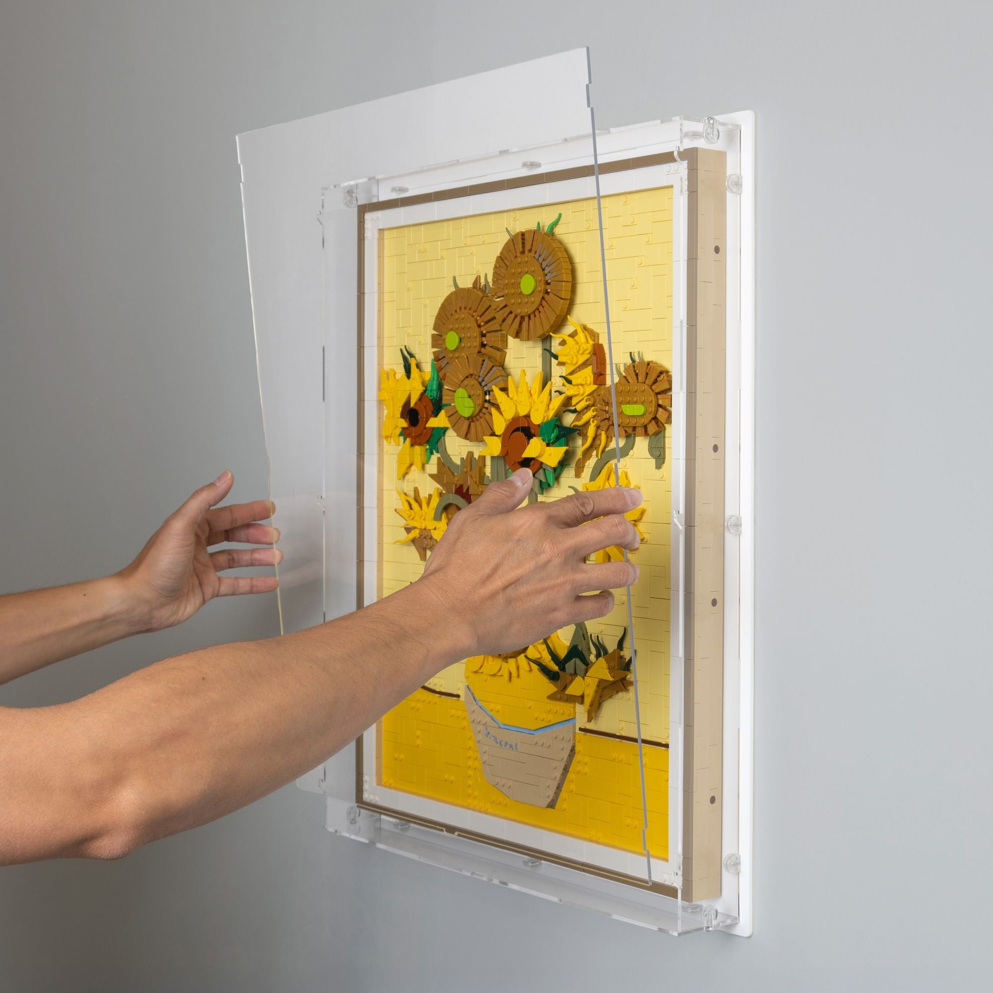 Vincent Van Gogh Sunflowers Wall Mounted Display Case for LEGO 31215